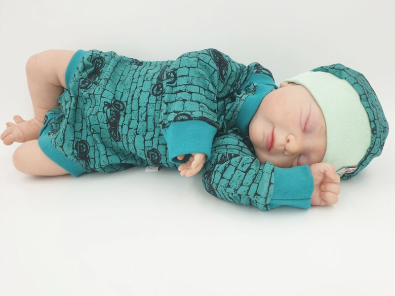 Atelier MiaMia Body with short and long sleeves, also available as a Baby Set Blue Biker 17