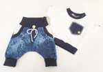 Coole Pumphose oder Babyset kurz und lang Jeans Batik 18 von Atelier MiaMia