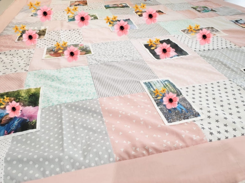 Atelier MiaMia coperta coccolosa come foto coperta rosa menta fantasia strisce con immagini 18