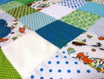 Atelier MiaMia coperta patchwork pois stelle animali del bosco con ricamo 19