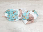 Atelier MiaMia Cool bloomers or baby set short and long deer aqua cream 19