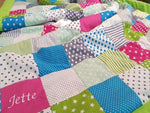 Atelier MiaMia blanket patchwork dots stars with embroidery 1