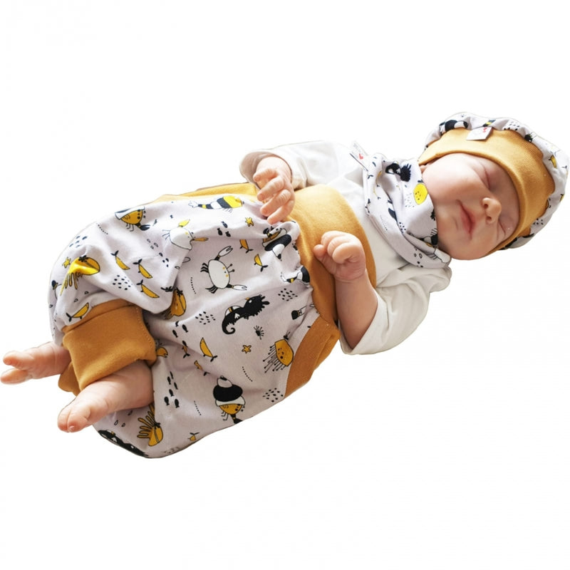 Atelier MiaMia Cool bloomers or baby set short and long sea animals mustard - yellow 1