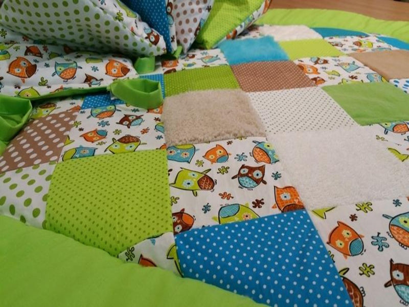 Atelier MiaMia Kuschel - adventure blanket playpen 6 corner owls green 2