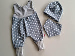 Atelier MiaMia romper short and long also as baby gray stars 20