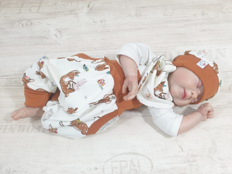 Coole Pumphose oder Babyset kurz und lang Rehe Terra Creme 20 von Atelier MiaMia