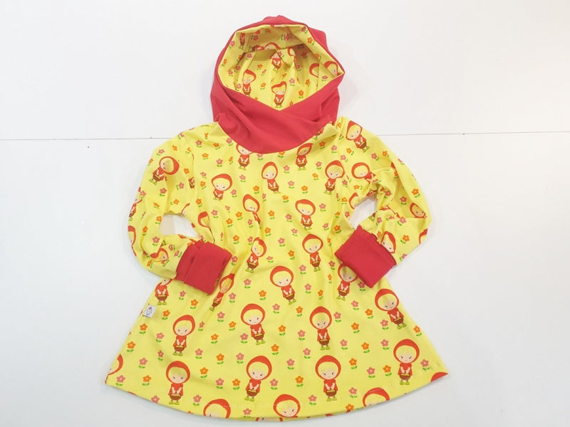 Hoodiekleid Baby Kind Größe 56-140 Designer Limitiert Gelb Rot Rotkäppchen 21 von Atelier MiaMia