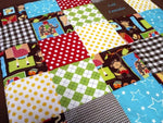 Kuscheldecke Patchwork Punkte Elefanten Affen mit Stickerei 21 von Atelier MiaMia