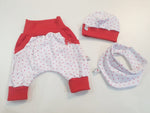 Atelier MiaMia Cool bloomers or baby set short and long heart red 22