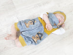 Atelier MiaMia romper short and long also as baby set pirate teddy blue 226
