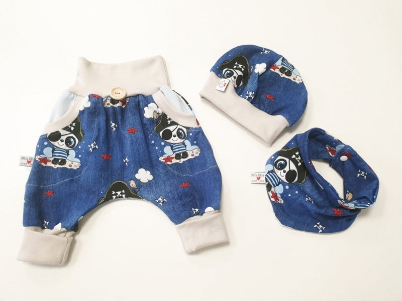 Atelier MiaMia beanie set hat and scarf baby pirate dark blue No.228