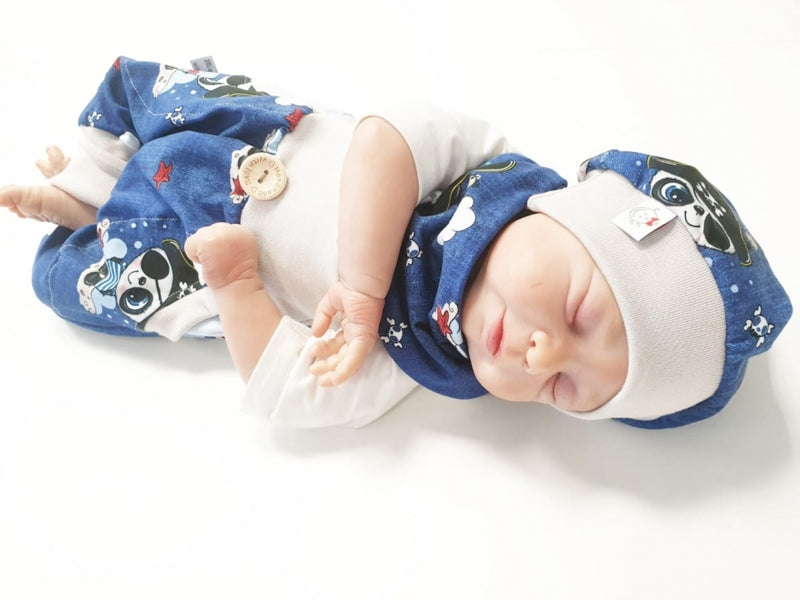 Atelier MiaMia berretto set cappello e sciarpa bambino pirata blu scuro No.228