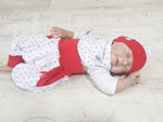 Atelier MiaMia Cool bloomers or baby set short and long heart red 22