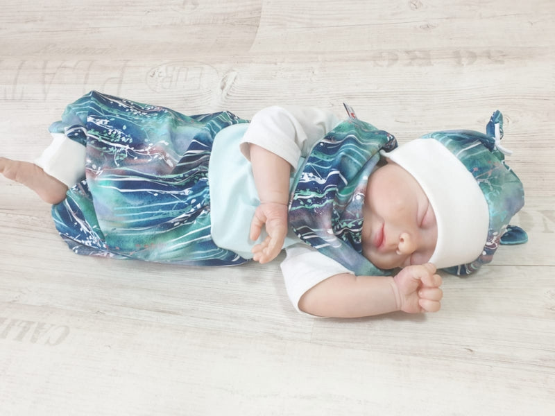 Strampler kurz und lang auch als Baby Set Wald blau 231 von Atelier MiaMia