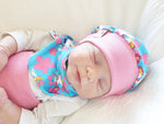 Atelier MiaMia Beanie Set Hat and Scarf Baby Unicorn Blue Pink No. 232