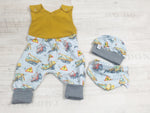 Atelier MiaMia romper short and long also as a baby set feather excavator 234
