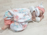 Atelier MiaMia onesie short and long also as a baby set feathers roses 237