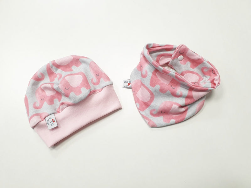 Beanie Set Mütze und Tuch Baby Elefant Rosa Pink Nr. 244 von Atelier MiaMia