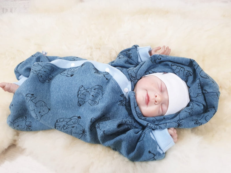 Atelier MiaMia - tutina neonato bambino da 50 a 110 tutina wellness firmata elefante blu pile alpino 25