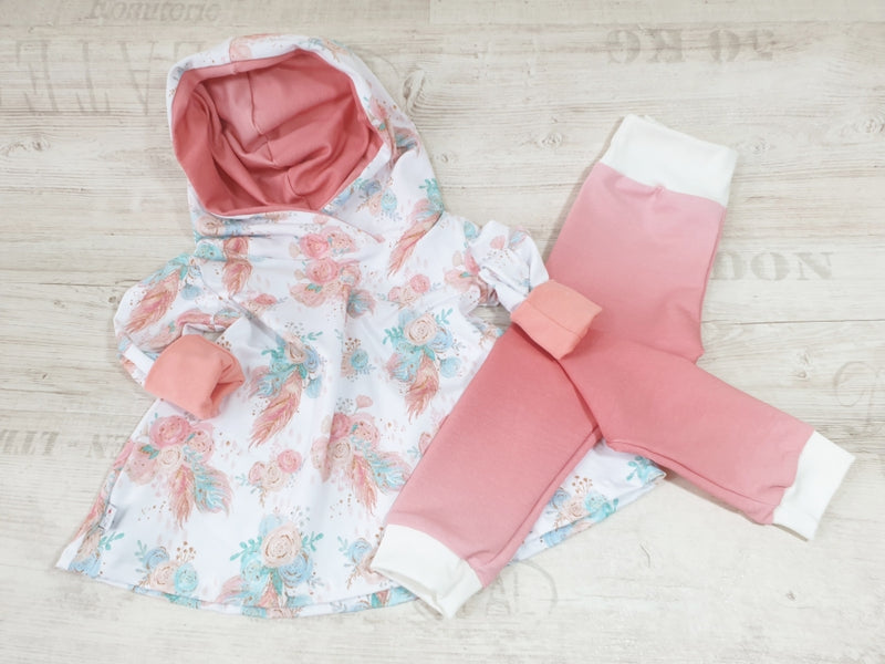 Atelier MiaMia - abito con cappuccio bambino bambino taglia 56-140 designer limitato rose piume 28-1