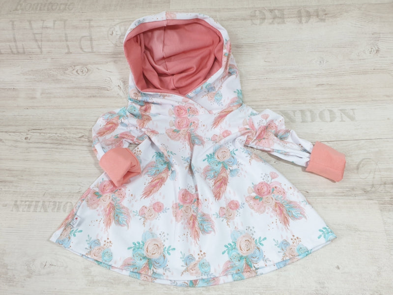 Hoodiekleid Baby Kind Größe 56-140 Designer Limitiert Rosen Federn 28-1 von Atelier MiaMia