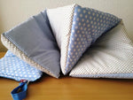 Kuscheldecke Patchwork Punkte Sterne Hellblau mit Stickerei 3 von Atelier MiaMia