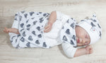 Atelier MiaMia tutina corta e lunga anche da neonato set cuori bianco e nero 306