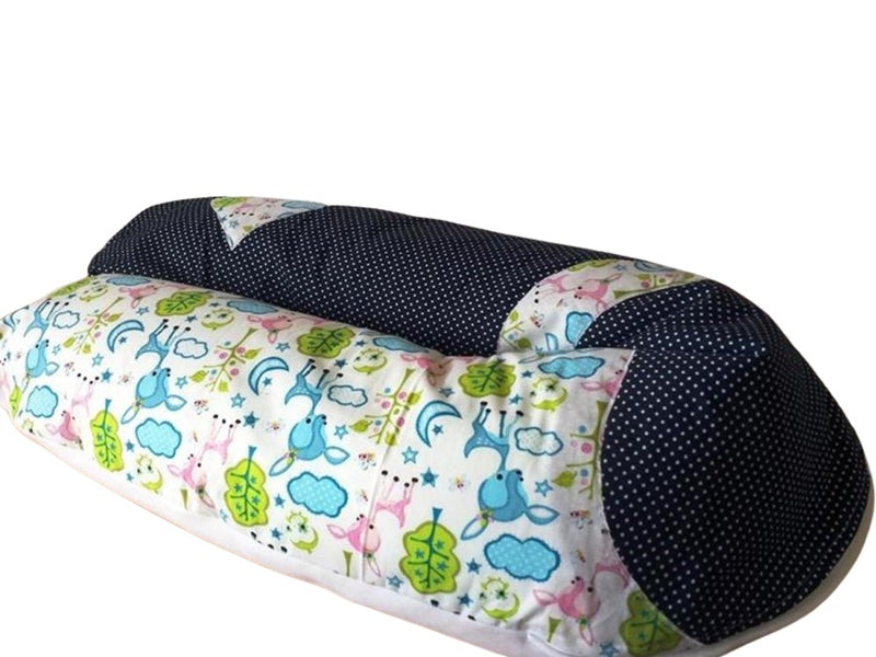 Atelier MiaMia Nursing Pillow or Side Sleeper Pillow Positioning Pillow Wave Dark Blue Light Blue Deer 14