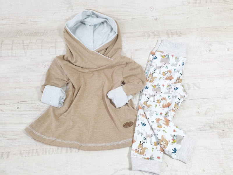 Atelier MiaMia - Abito con cappuccio Baby Child Taglia 56-140 Designer Limited Beige Stripes 4
