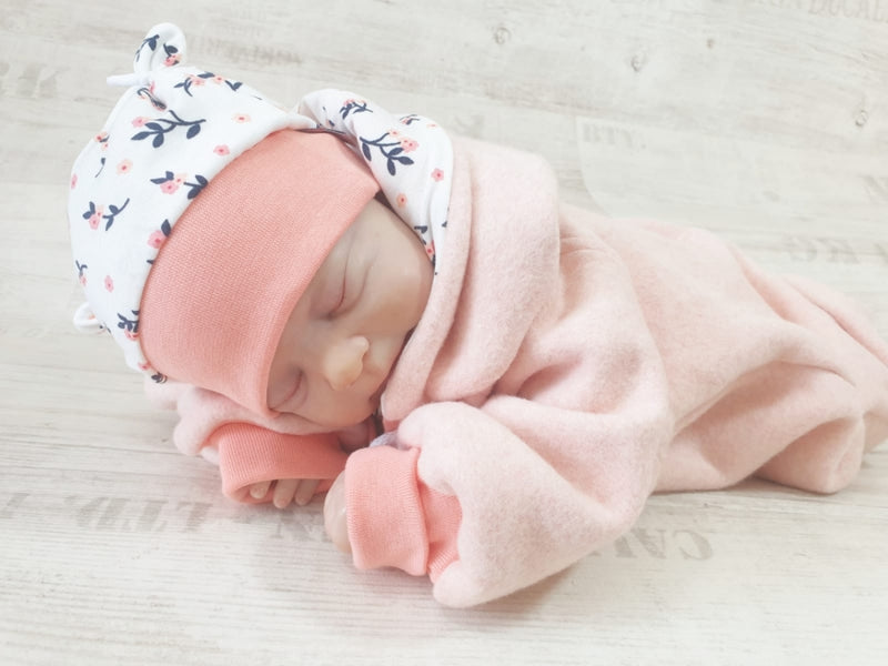 Atelier MiaMia - overall baby child from 50 to 110 designer wellness overall light pink flowers 100% organic cotton 40