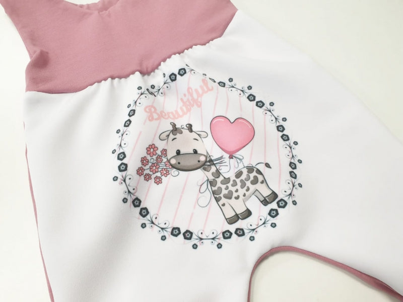 Strampler mit Panel kurz und lang auch als Baby Set Motiv Giraffe 404 von Atelier MiaMia