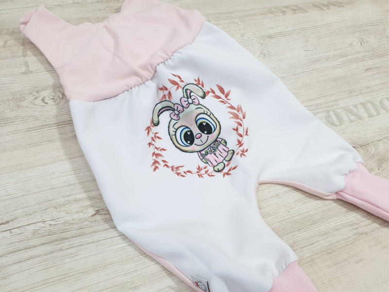 Pagliaccetto Atelier MiaMia con pannello corto e lungo anche come baby set motivo coniglietto 405