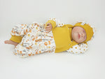 Atelier MiaMia romper short and long also as baby set bear micro waffle mustard yellow 408