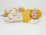 Atelier MiaMia romper short and long also as baby set bear micro waffle mustard yellow 408