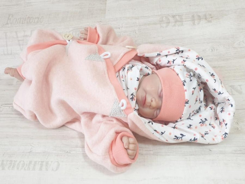 Atelier MiaMia - overall baby child from 50 to 110 designer wellness overall light pink flowers 100% organic cotton 40