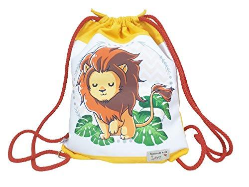 Atelier MiaMia Kinderrucksack, Kindergartenrucksack, Sportbeutel, Beutelrucksack,Kindertasche Löwe Dschungel