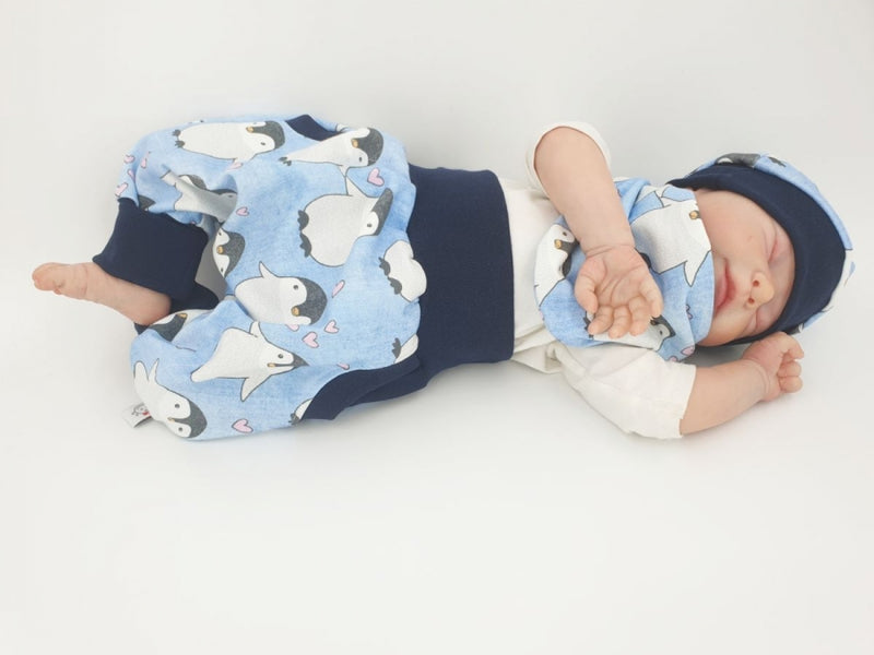 Atelier MiaMia Cool bloomers or baby set short and long penguins blue 46