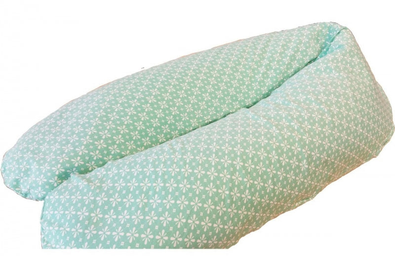 Atelier MiaMia nursing pillow or side sleeper pillow mint green, white floral pattern 45