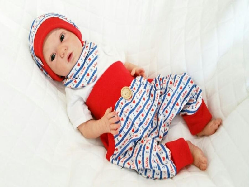 Coole Pumphose oder Babyset kurz und lang Love Anker Rot blau 51 von Atelier MiaMia