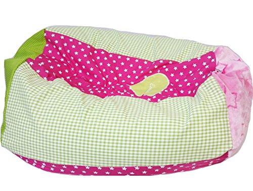 Kindersitzsack Sitzsack Babykissen Limitierte Auflage pink-grün von Atelier MiaMia