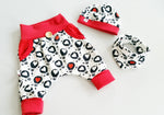 Coole Pumphose oder Babyset kurz und lang Luftballon Rot Schwarz 52 von Atelier MiaMia