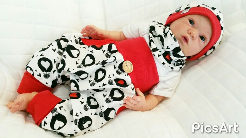 Coole Pumphose oder Babyset kurz und lang Luftballon Rot Schwarz 52 von Atelier MiaMia