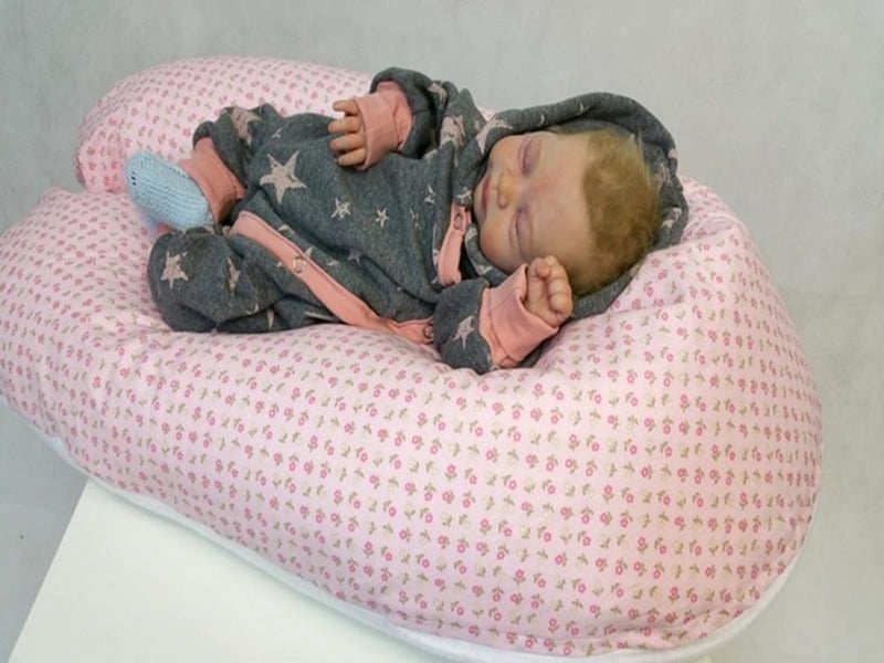 Atelier MiaMia cuscino per allattamento o cuscino per chi dorme sul fianco rosa, fiori 52
