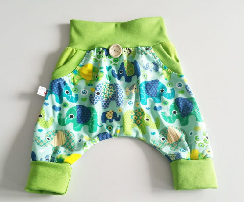 Coole Pumphose oder Babyset kurz und lang Elefanten Mint Grün 57 von Atelier MiaMia