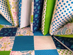 Atelier MiaMia Kuschel - adventure blanket playpen 6 corner Drün blue leaves moon dots 6