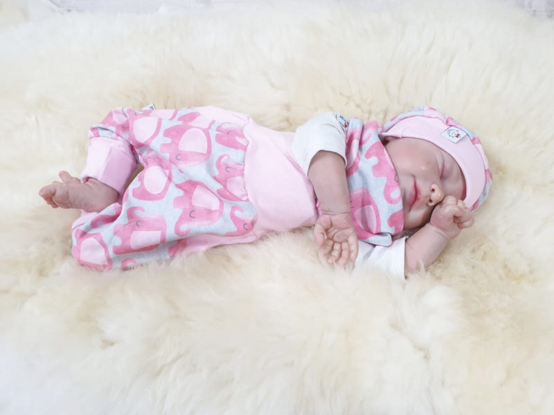 Coole Pumphose oder Babyset kurz und lang Elefanten Grau Rosa 6 von Atelier MiaMia