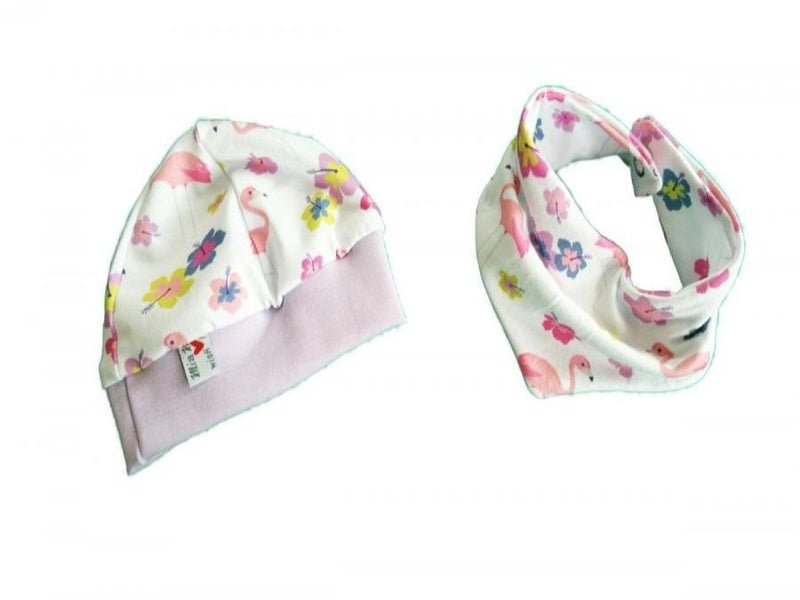 Atelier MiaMia beanie set hat and scarf flamingo pink No. 60