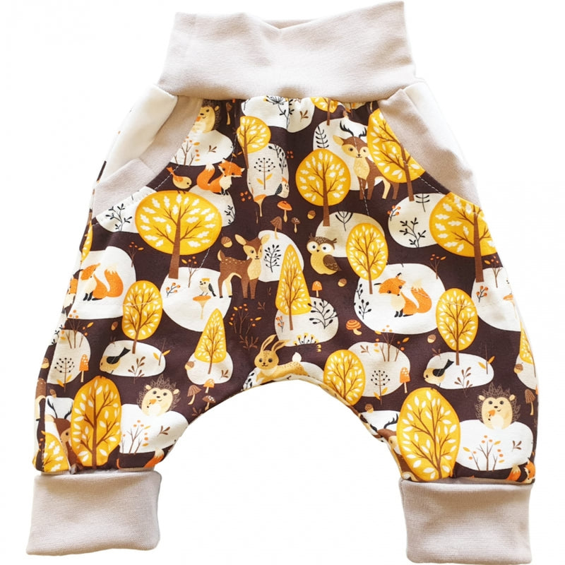 Atelier MiaMia Fantastici calzoncini o baby set corti e lunghi animali della foresta marrone beige 63