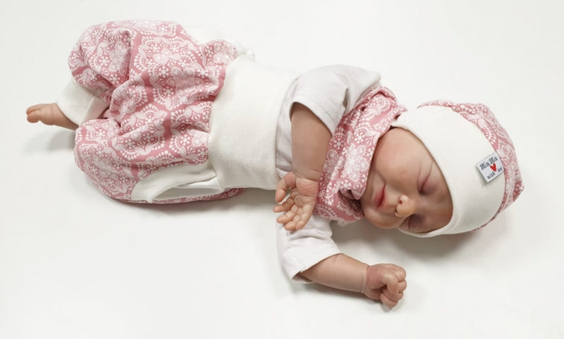 Coole Pumphose oder Babyset kurz und lang Ornamente rosa creme 65 von Atelier MiaMia