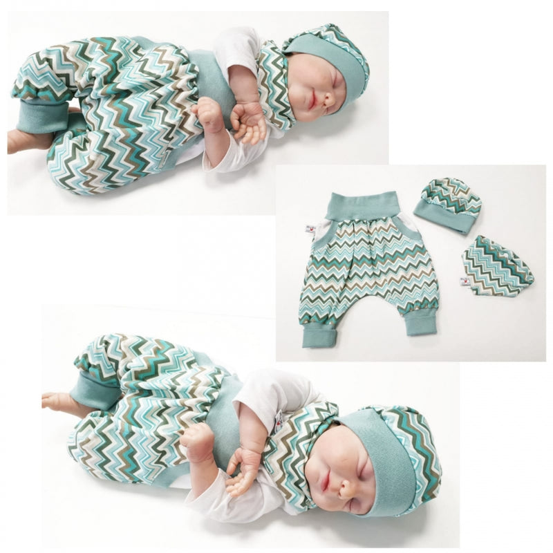 Atelier MiaMia Cool bloomers or baby set short and long zigzag mint 67